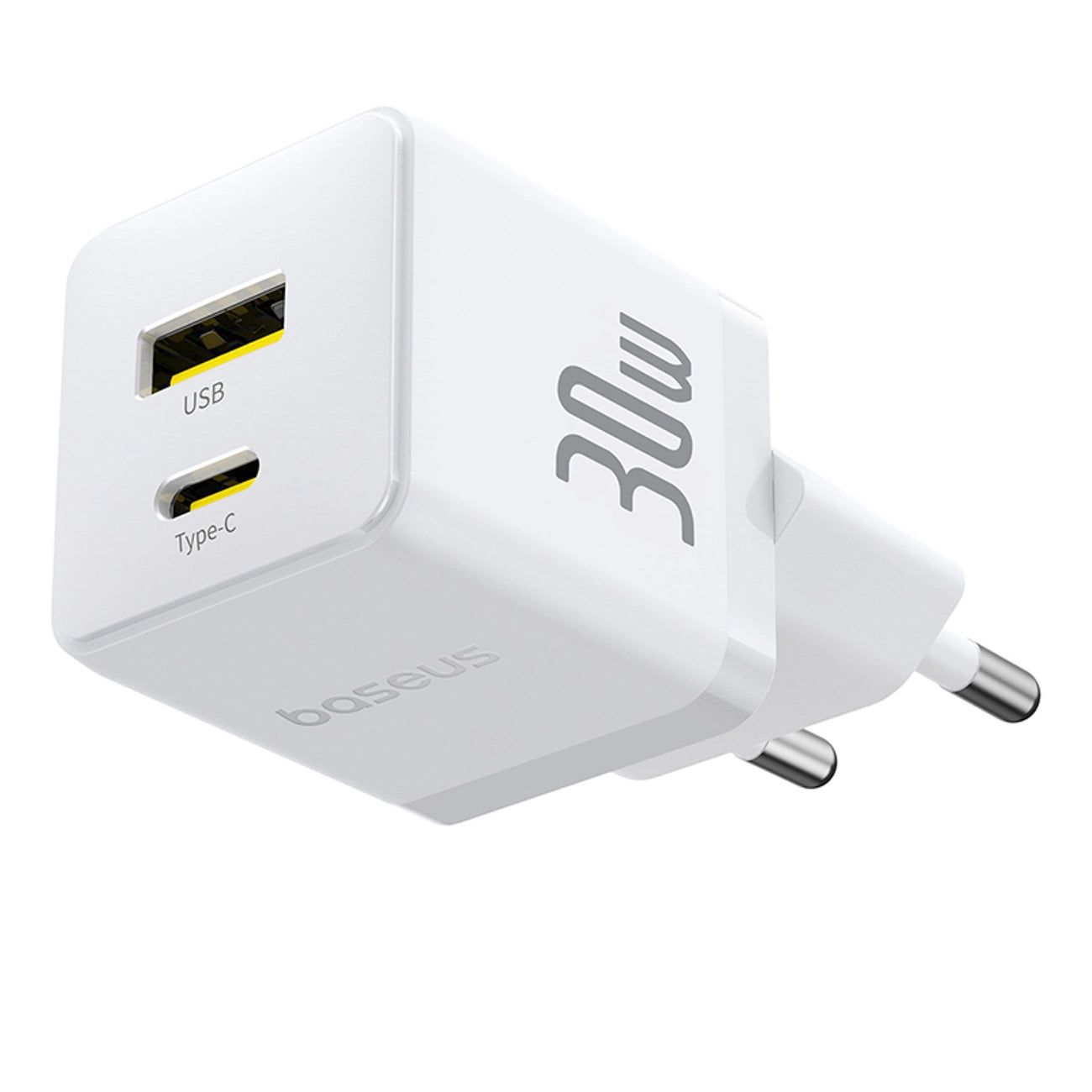 Baseus Palm 30W USB-C USB-A Wandladegerät - Weiß