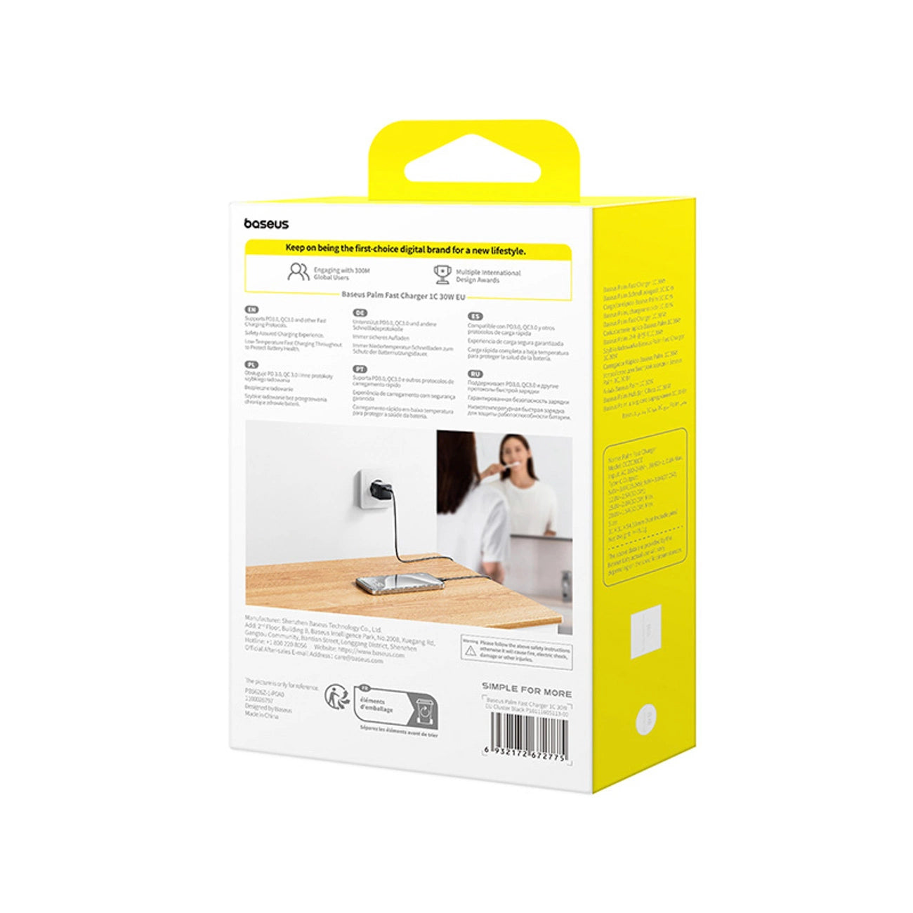 Baseus Palm 30W USB-C Wandladegerät - Schwarz