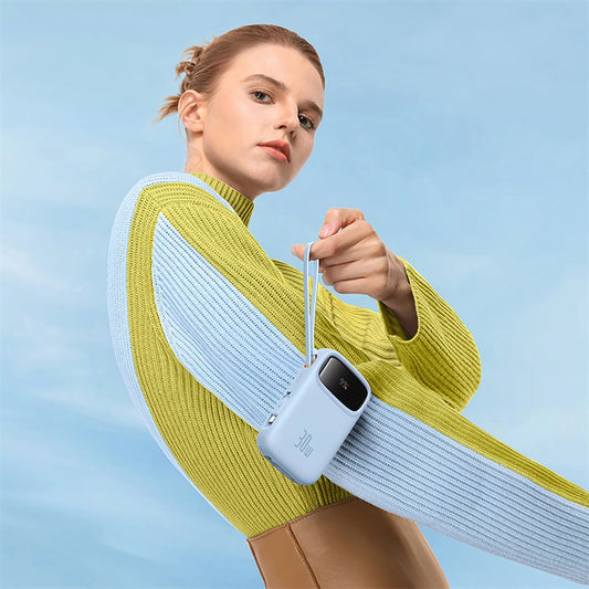 Baseus QPow 2 30W 10000mAh Powerbank mit integrierten USB-C-Kabeln – Blau