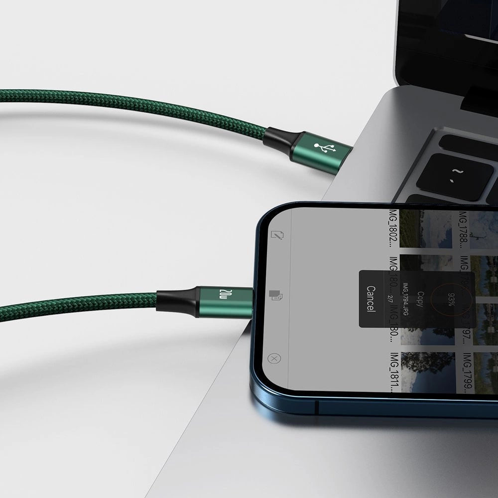 Baseus Rapid Series 3in1 USB-C – USB-C/ Lightning /Micro-USB-Kabel 20 W PD 1,5 m – grün