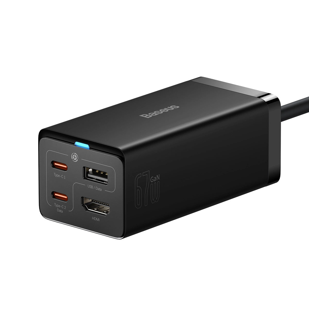 Baseus Schnellladegerät GaN5 Pro HUB HDMI 2 x USB-C / USB-A / HDMI 4K 30Hz 1,5m schwarz + USB-C Kabel - USB-C 100W 40Gb/s (USB4) 1m (CCGP110201)