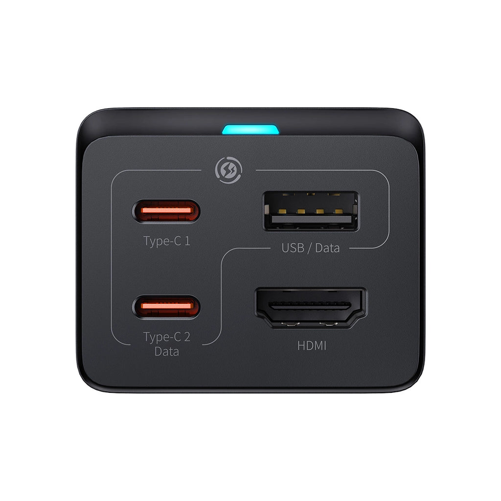 Baseus Schnellladegerät GaN5 Pro HUB HDMI 2 x USB-C / USB-A / HDMI 4K 30Hz 1,5m schwarz + USB-C Kabel - USB-C 100W 40Gb/s (USB4) 1m (CCGP110201)