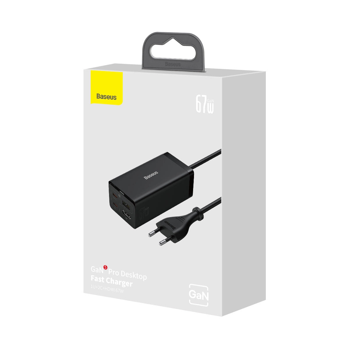Baseus Schnellladegerät GaN5 Pro HUB HDMI 2 x USB-C / USB-A / HDMI 4K 30Hz 1,5m schwarz + USB-C Kabel - USB-C 100W 40Gb/s (USB4) 1m (CCGP110201)
