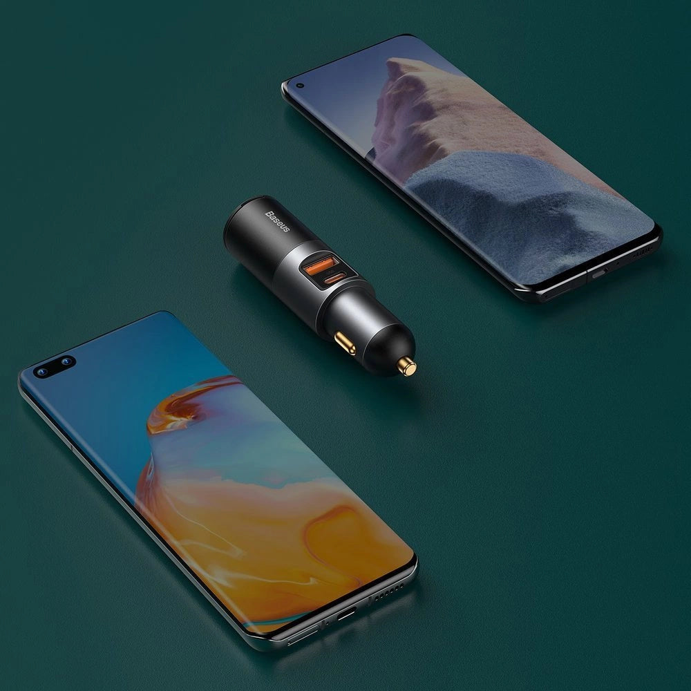 Baseus Share Together USB / USB Typ C Autoladegerät / 120W Zigarettenanzünderbuchse Quick Charge Power Delivery grau (CCBT-C0G)