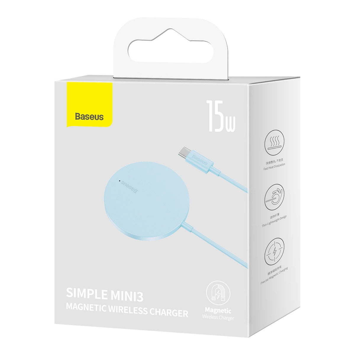 Baseus Simple Mini3 magnetisches Ladegerät MagSafe Qi 15W blau