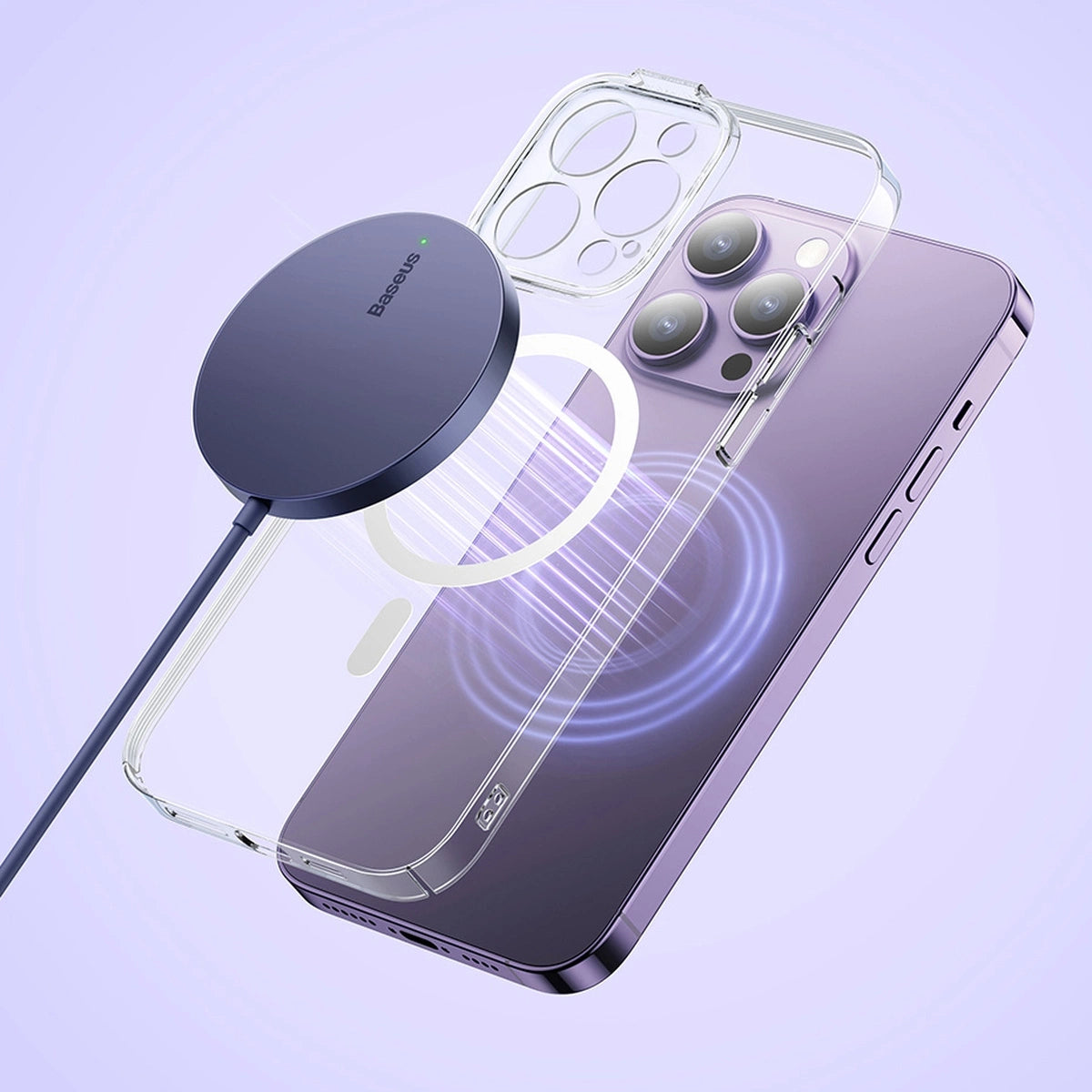 Baseus Simple Mini3 magnetisches Ladegerät MagSafe Qi 15W blau