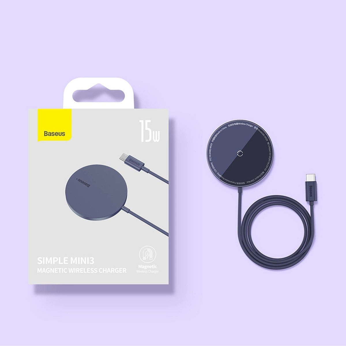 Baseus Simple Mini3 magnetisches Ladegerät MagSafe Qi 15W blau