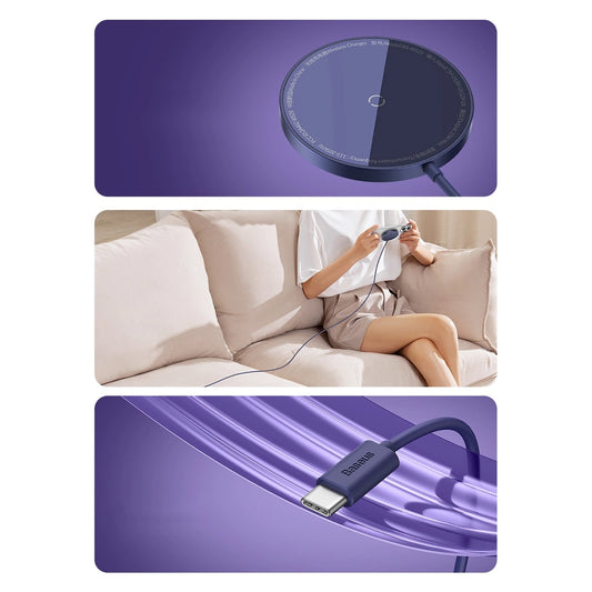 Baseus Simple Mini3 magnetisches Ladegerät MagSafe Qi 15W blau