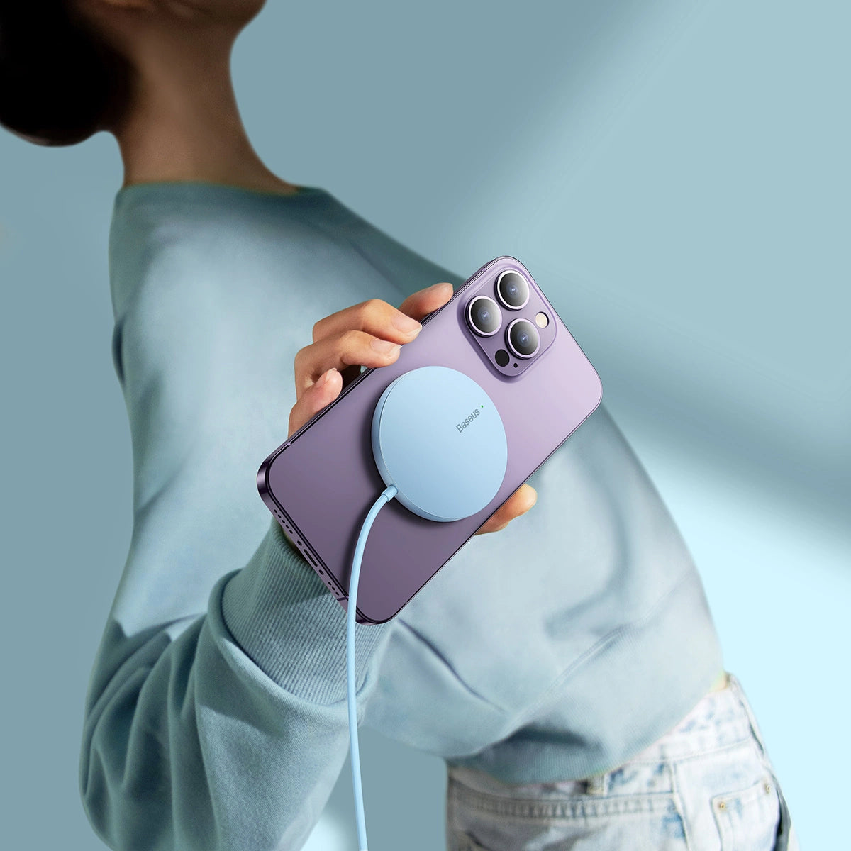 Baseus Simple Mini3 magnetisches Ladegerät MagSafe Qi 15W blau