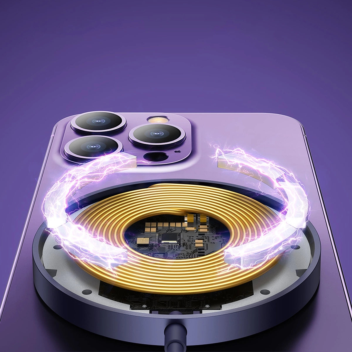 Baseus Simple Mini3 magnetisches Ladegerät MagSafe Qi 15W lila