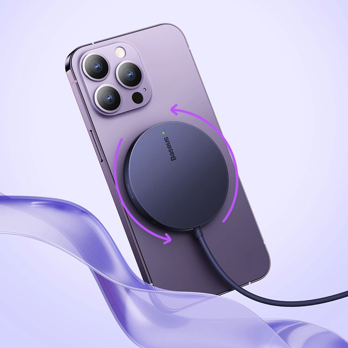 Baseus Simple Mini3 magnetisches Ladegerät MagSafe Qi 15W lila
