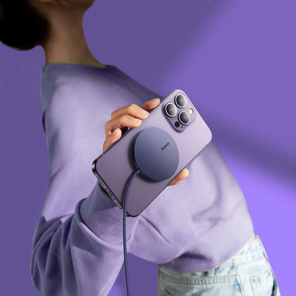 Baseus Simple Mini3 magnetisches Ladegerät MagSafe Qi 15W lila