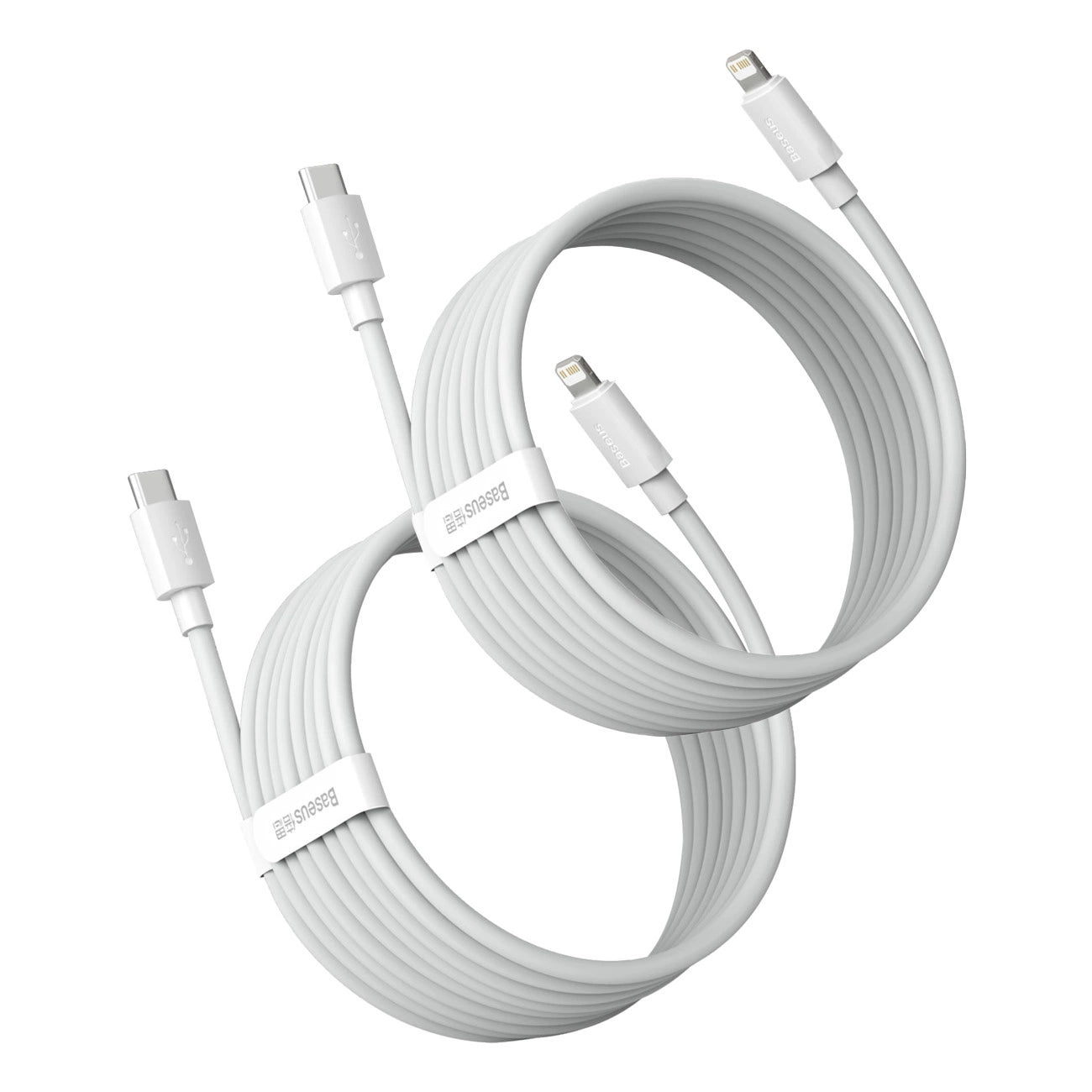Baseus Simple Wisdom Lightning / USB-C Kabel 20W 1,5 m 2 Stück - Weiß