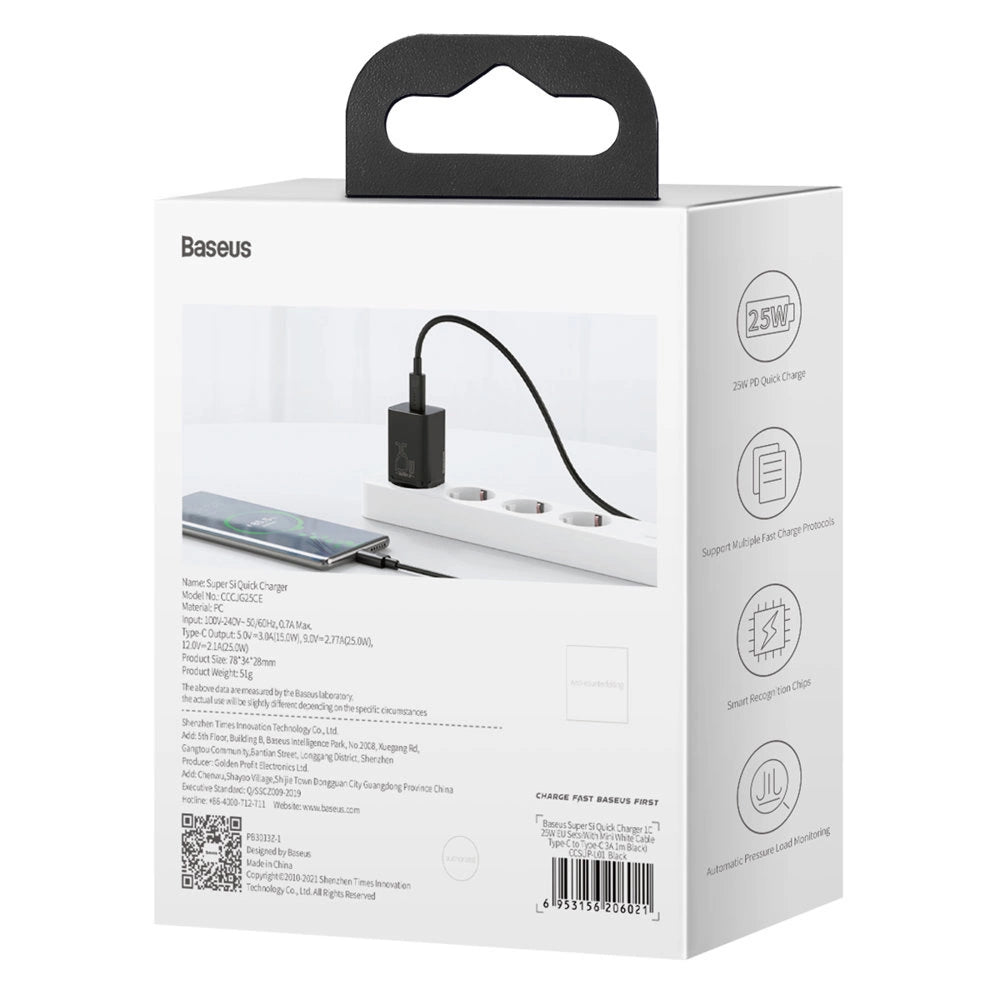 Baseus Super Si 1C Schnellladegerät USB Typ C 25W Power Delivery Quick Charge schwarz (CCSP020101)