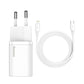 Baseus Super Si 1C schnelles Ladegerät USB Typ C 20 W Power Delivery + kabel USB Typ C - Lightning 1 m weiß (TZCCSUP-B02)