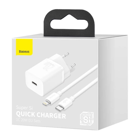 Baseus Super Si 1C schnelles Ladegerät USB Typ C 20 W Power Delivery + kabel USB Typ C - Lightning 1 m weiß (TZCCSUP-B02)