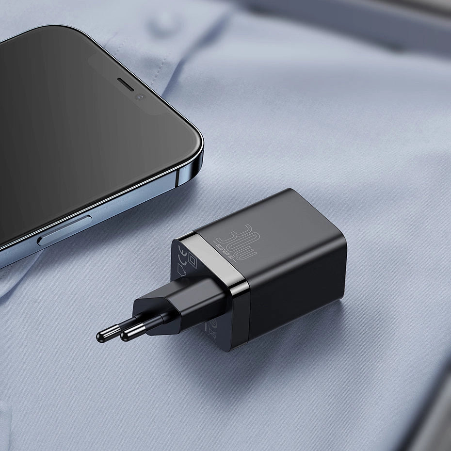 Baseus Super Si Pro Schnellladegerät USB / USB Type C 30W Power Delivery Quick Charge schwarz (CCSUPP-E01)