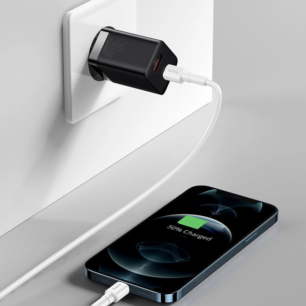 Baseus Super Si Pro Schnellladegerät USB / USB Type C 30W Power Delivery Quick Charge schwarz (CCSUPP-E01)