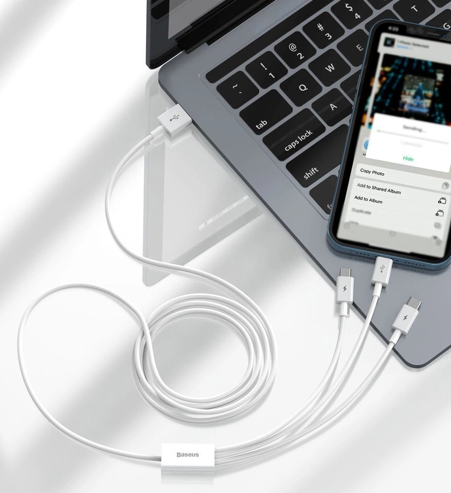 Baseus Superior 3in1 Kabel USB - Lightning / USB Typ C / Micro USB 3,5 A 1,5 m Weiß (CAMLTYS-02)