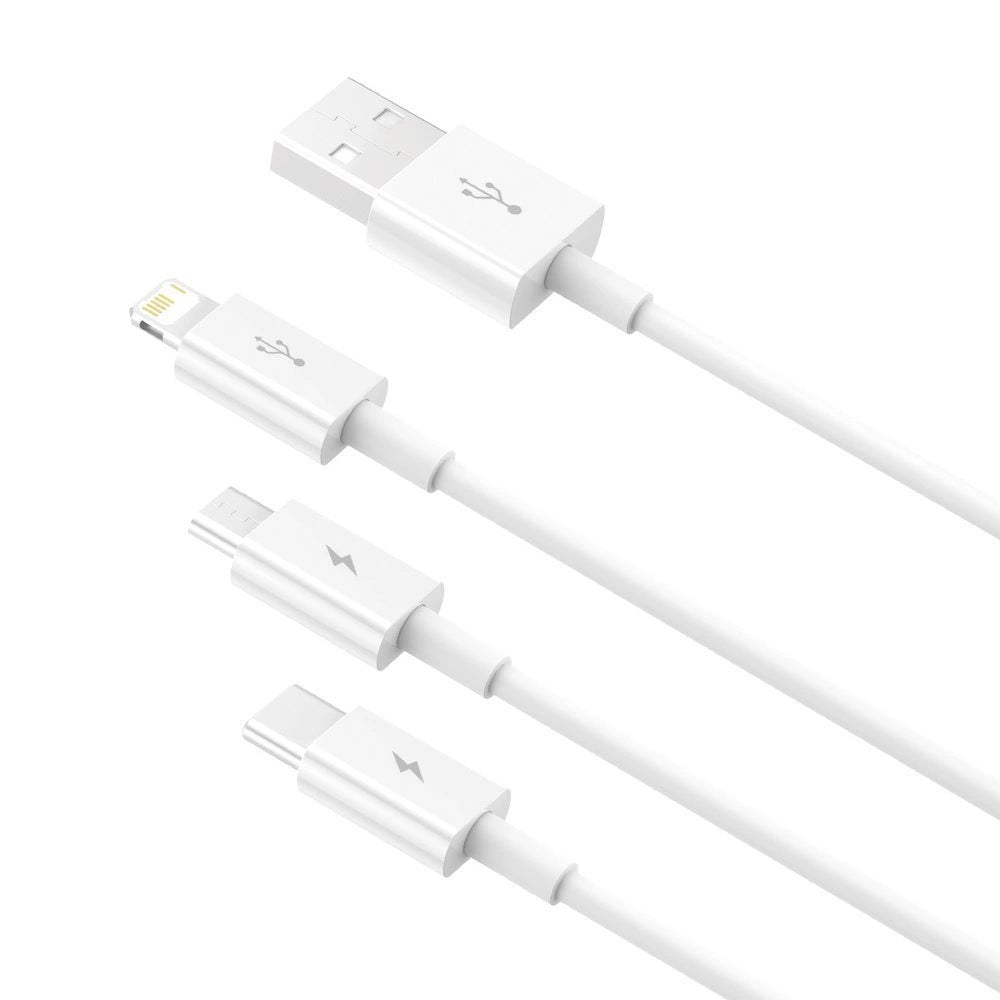Baseus Superior 3in1 Kabel USB - Lightning / USB Typ C / Micro USB 3,5 A 1,5 m Weiß (CAMLTYS-02)