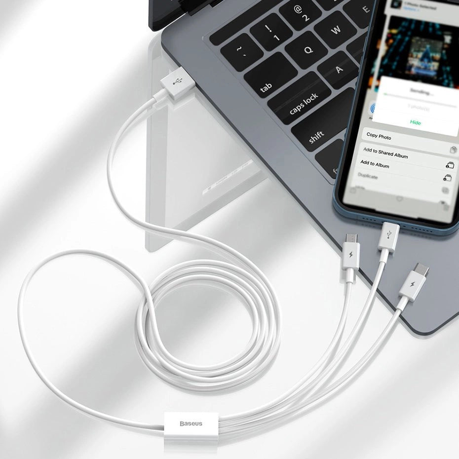 Baseus Superior 3in1 USB-Kabel - Lightning / USB Typ C / Micro-USB 3,5 A 1,5 m blau (CAMLTYS-03)