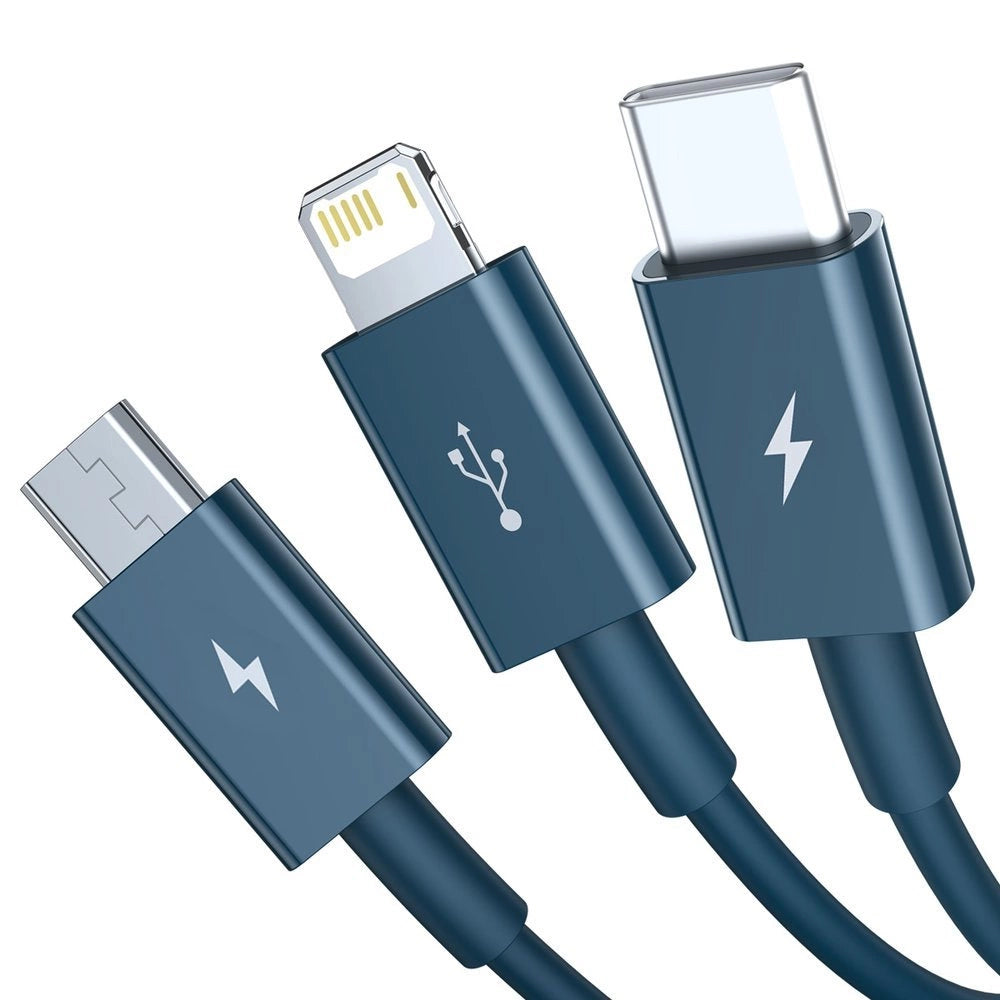 Baseus Superior 3in1 USB-Kabel - Lightning / USB Typ C / Micro-USB 3,5 A 1,5 m blau (CAMLTYS-03)
