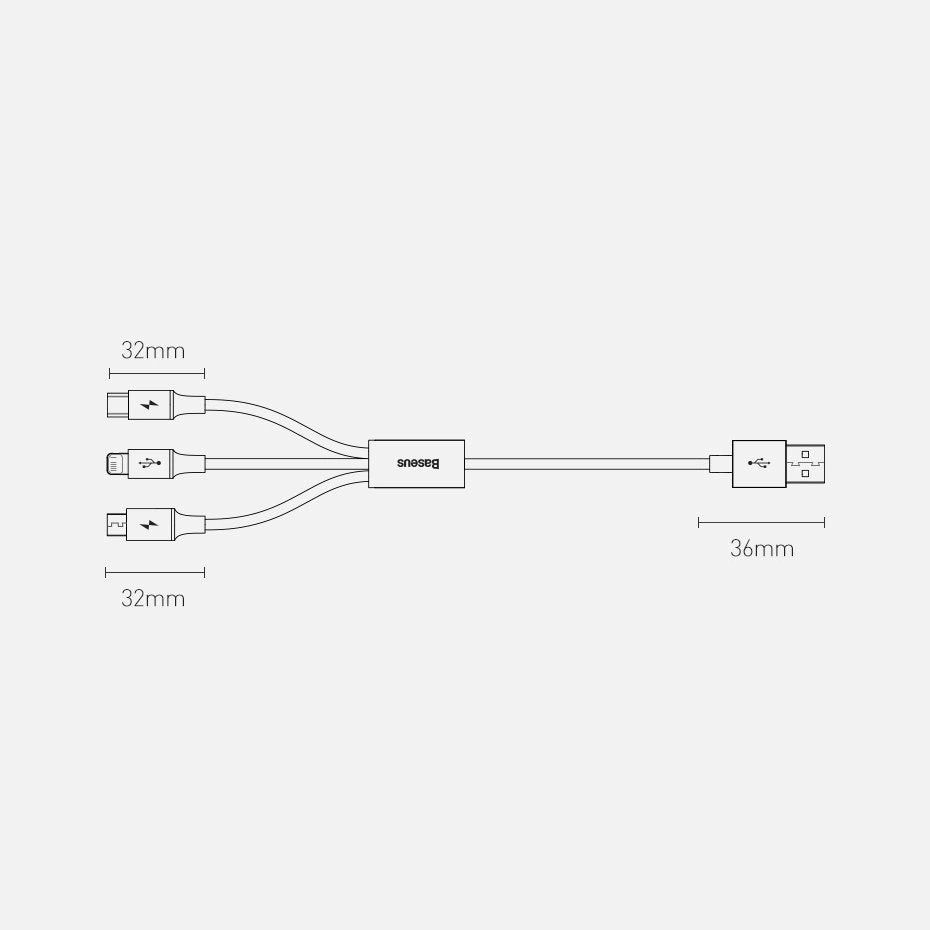 Baseus Superior 3in1 USB-Kabel - Lightning / USB Typ C / Micro-USB 3,5 A 1,5 m blau (CAMLTYS-03)