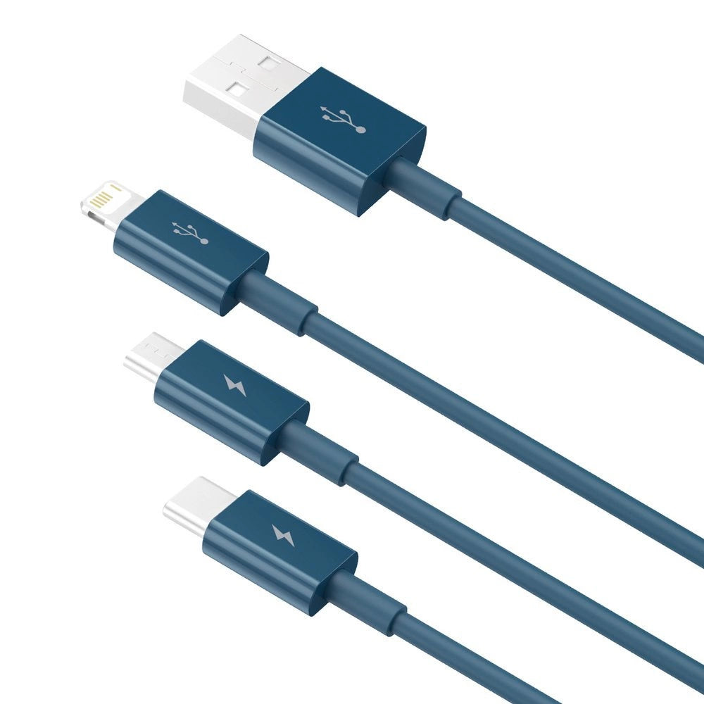 Baseus Superior 3in1 USB-Kabel - Lightning / USB Typ C / Micro-USB 3,5 A 1,5 m blau (CAMLTYS-03)
