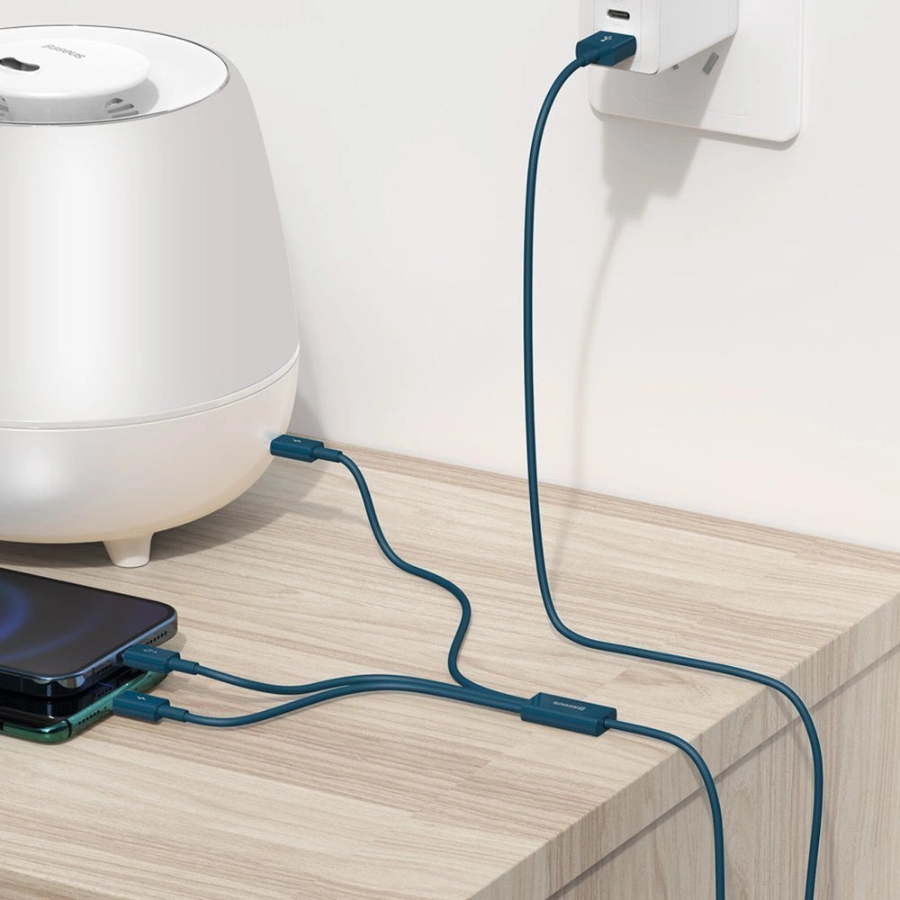 Baseus Superior 3in1 USB-Kabel - Lightning / USB Typ C / Micro-USB 3,5 A 1,5 m blau (CAMLTYS-03)