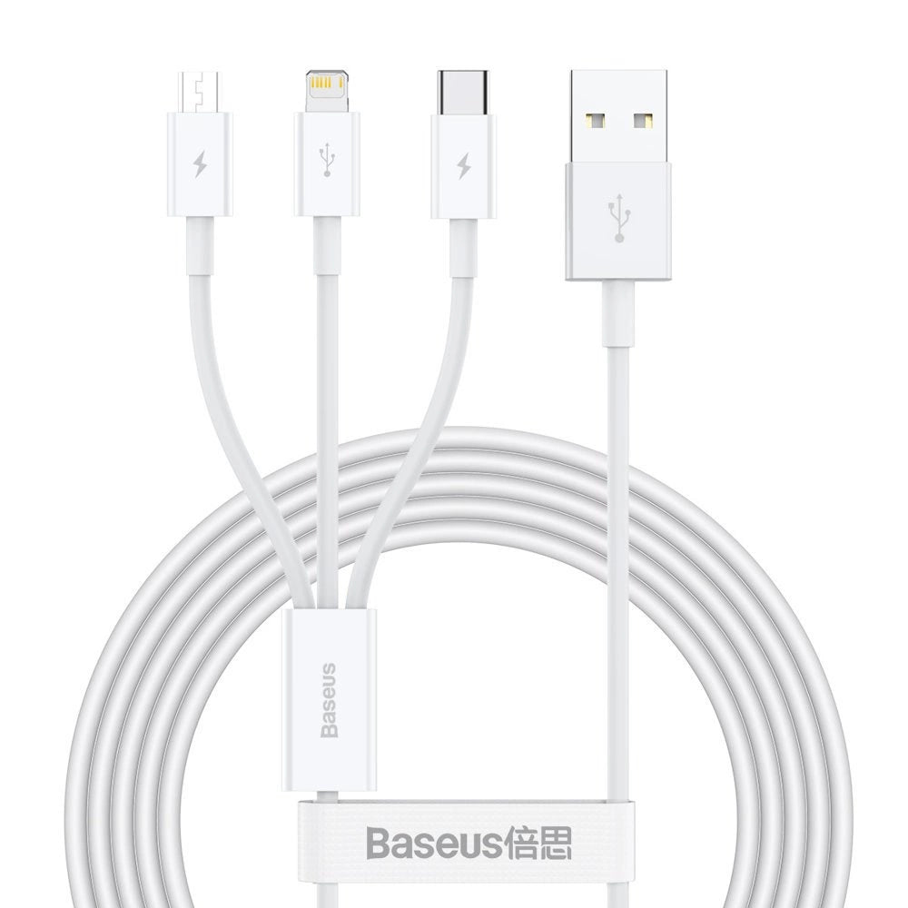 Baseus Superior 3in1 USB-Kabel - Lightning / USB Type C / Micro-USB 3,5 A 1,5 m Weiß (CAMLTYS-02)