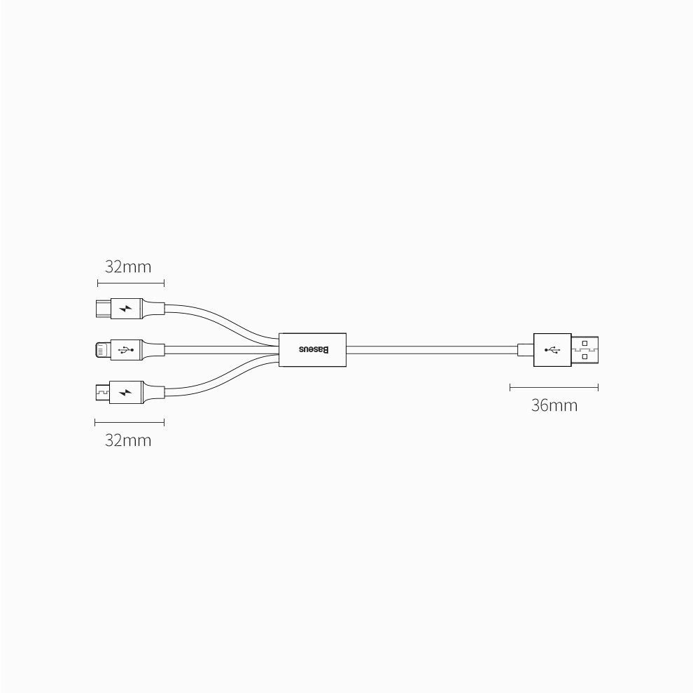 Baseus Superior 3in1 USB-Kabel - Lightning / USB Type C / Micro-USB 3,5 A 1,5 m Weiß (CAMLTYS-02)