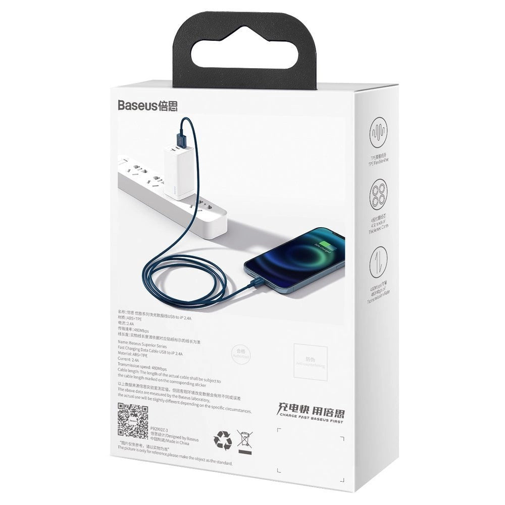 Baseus Superior Kabel USB - Lightning 2,4A 1 m Blau (CALYS-A03)