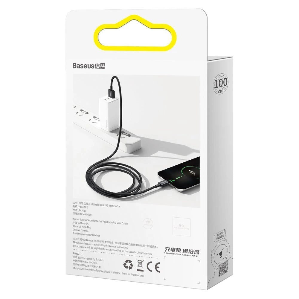Baseus Superior USB-A / Micro-USB 2A-Kabel 1 m – schwarz