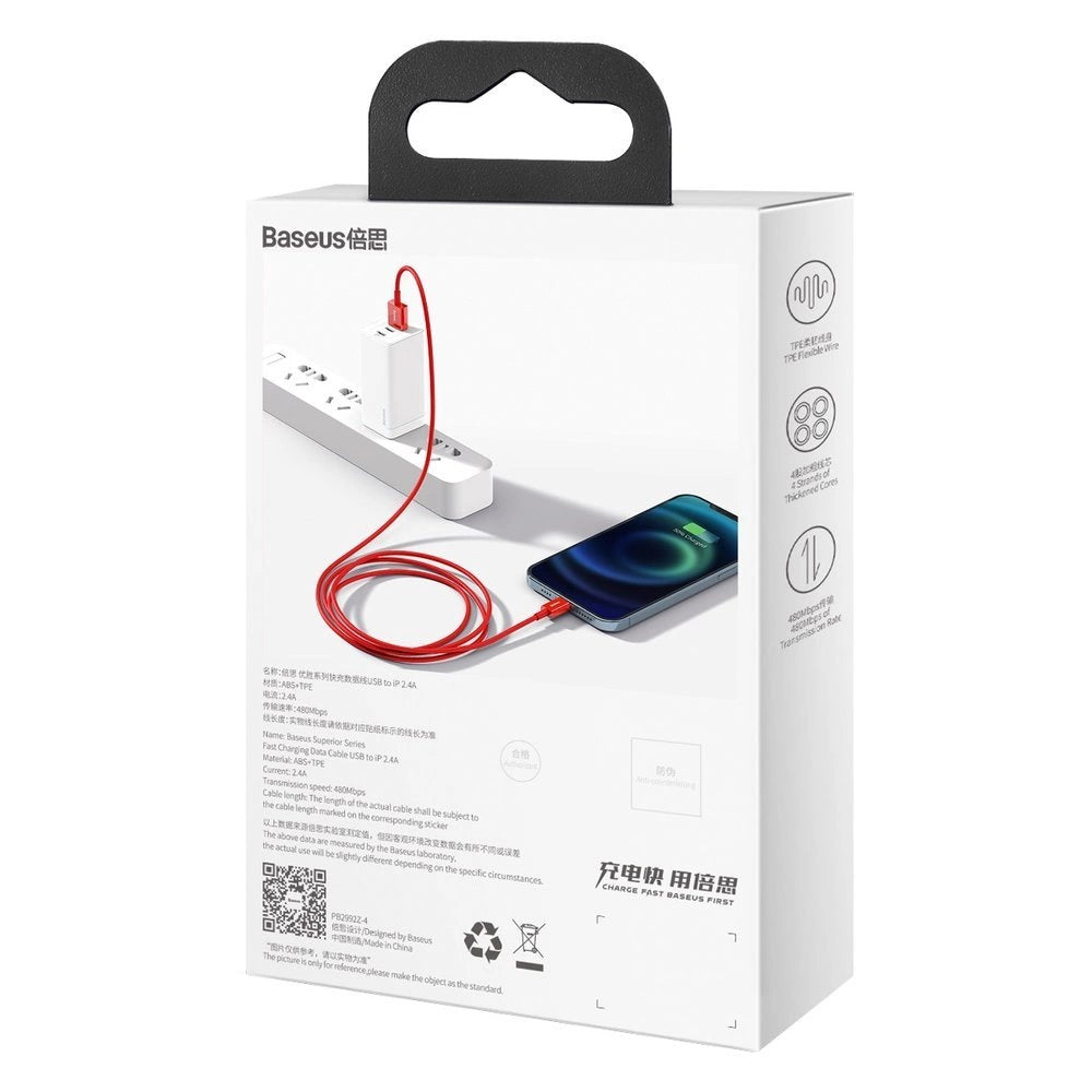 Baseus Superior USB - Lightning Kabel 2,4 A 1 m rot (CALYS-A09)