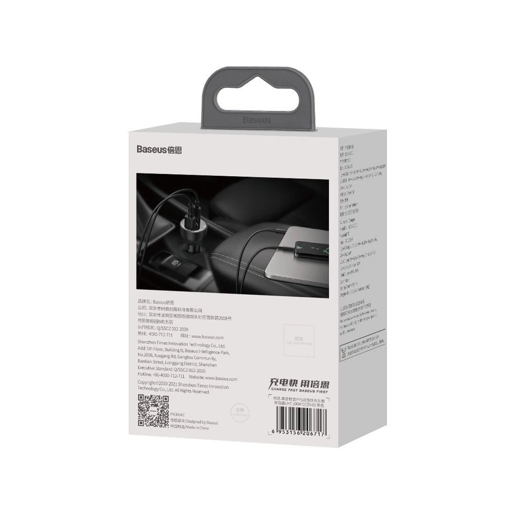 Baseus Superme szybka ładowarka samochodowa USB / USB Typ C 100W PPS Schnellladung Power Delivery czarny (CCZX-01)