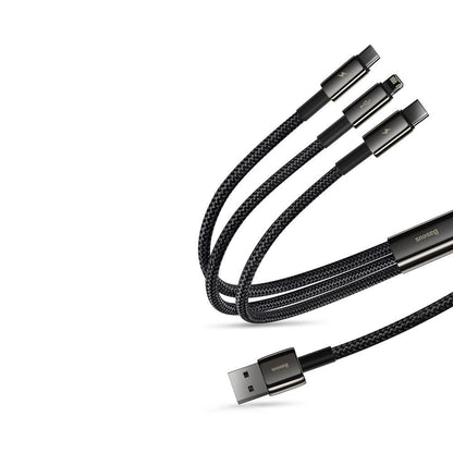 Baseus Tungsten 3in1 USB-Kabel - USB Typ C / Lightning / Micro-USB 3,5 A 1,5 m schwarz (CAMLTWJ-01)
