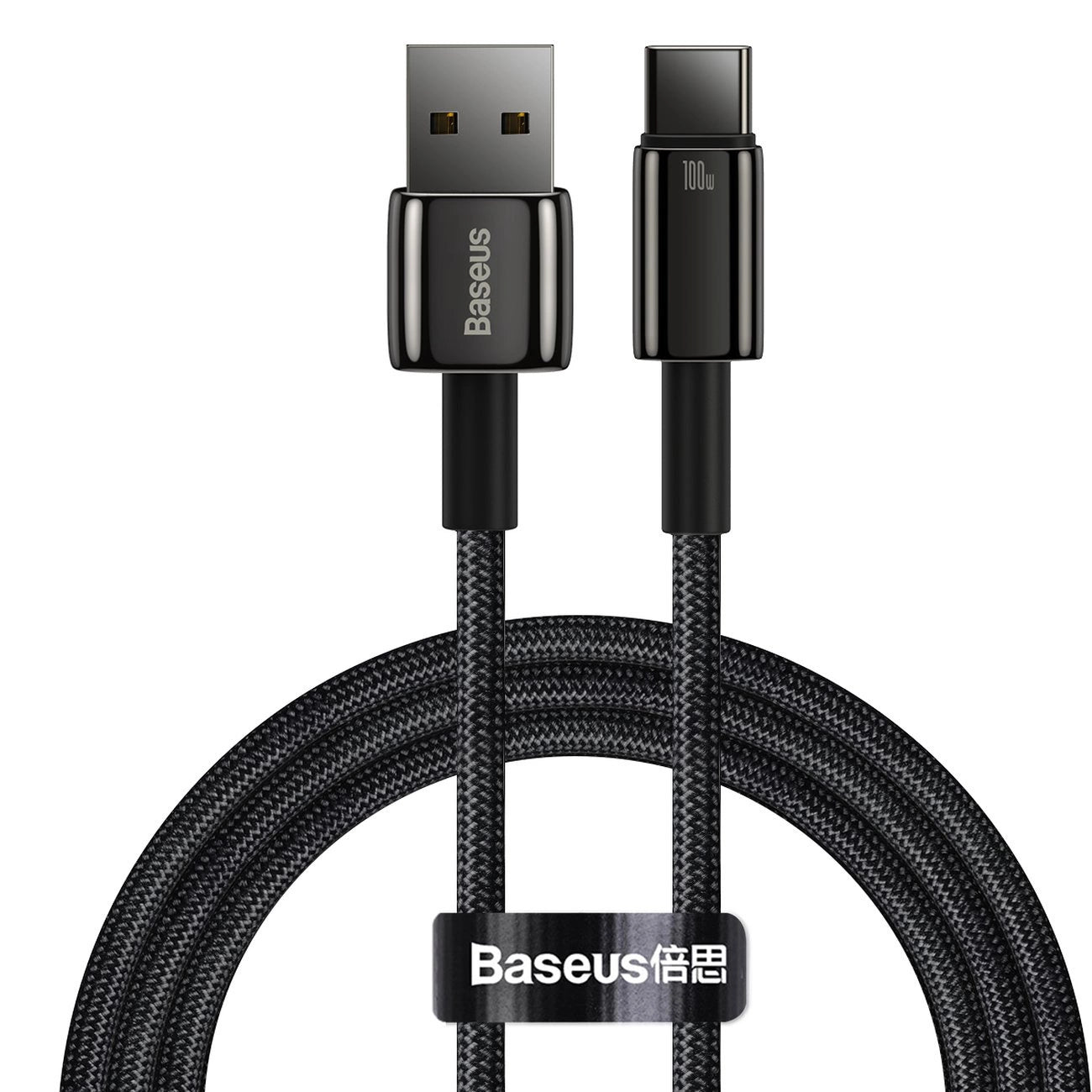 Baseus Tungsten Gold USB-A auf USB-C Kabel 480Mb/s 100W 1m Schwarz (CAWJ000001)