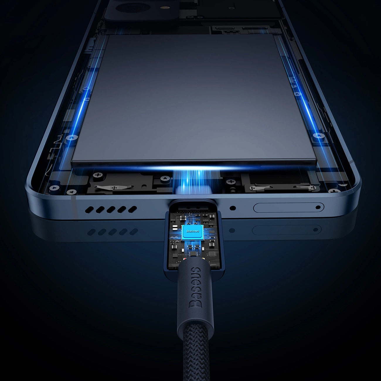 Baseus Tungsten Gold USB-C / USB-C 100W Kabel 1m - Marineblau