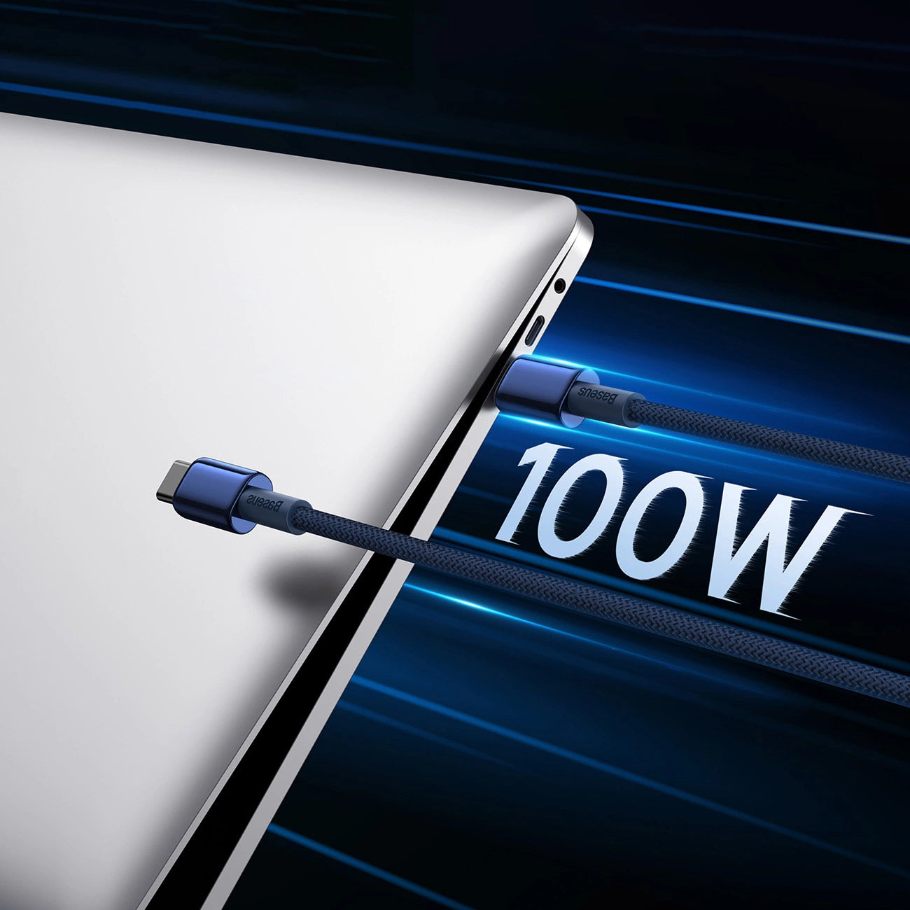 Baseus Tungsten Gold USB-C / USB-C 100W Kabel 1m - Marineblau