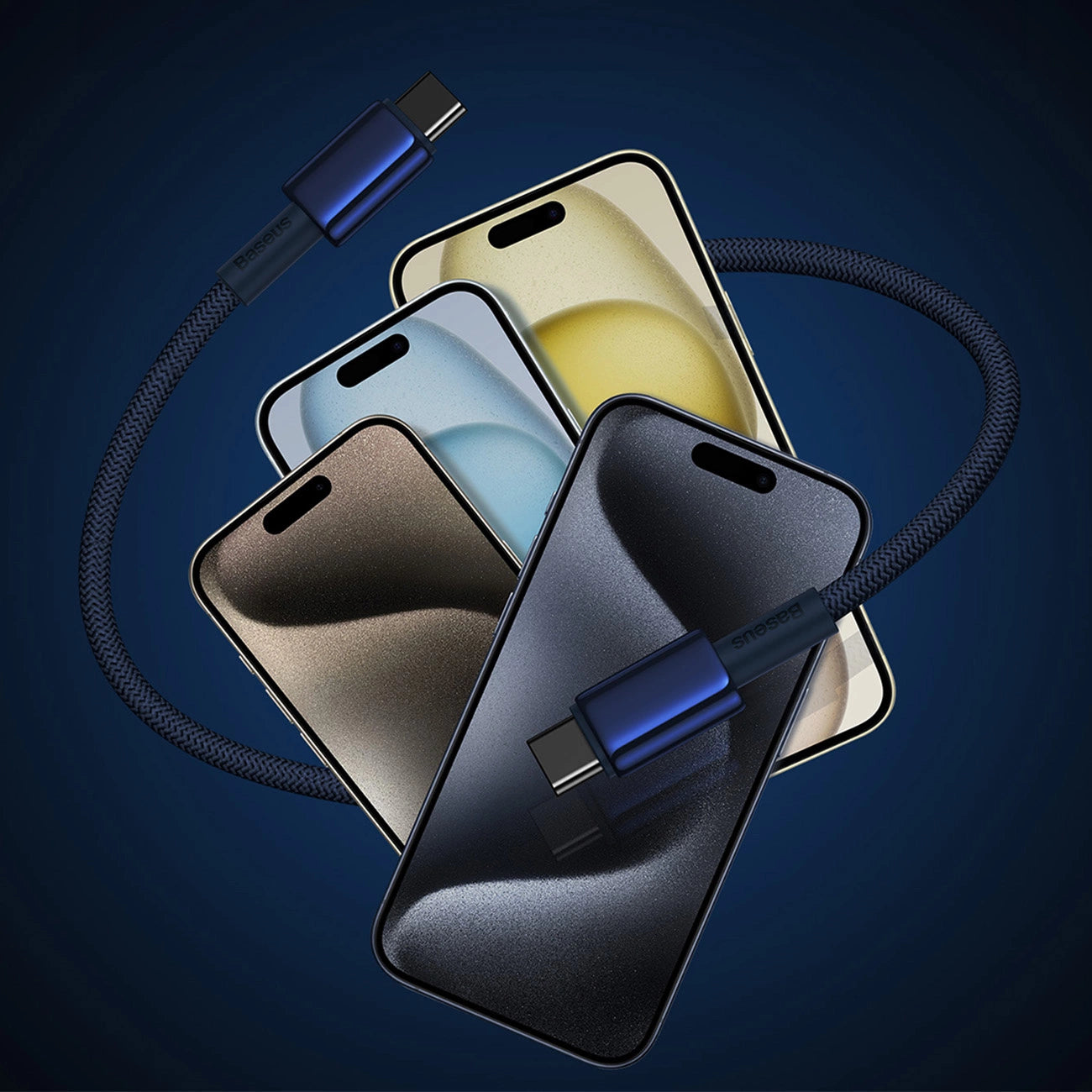 Baseus Tungsten Gold USB-C / USB-C 100W Kabel 1m - Marineblau