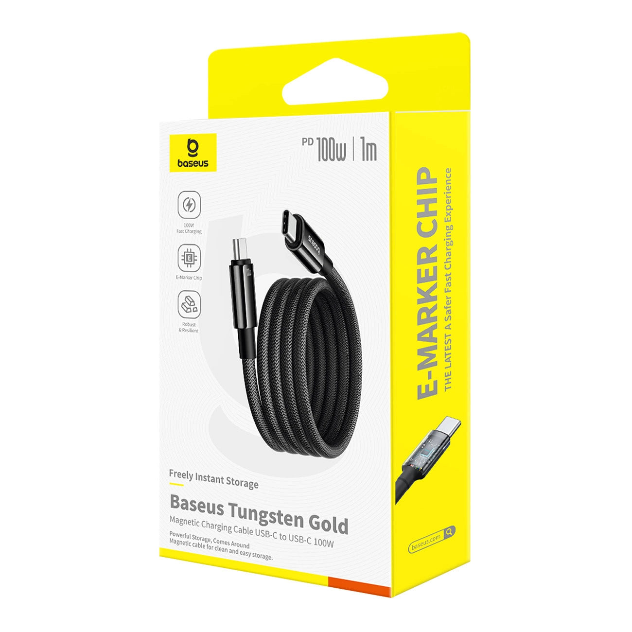 Baseus Tungsten Gold magnetisches USB-C / USB-C-Kabel 100 W 1 m – schwarz