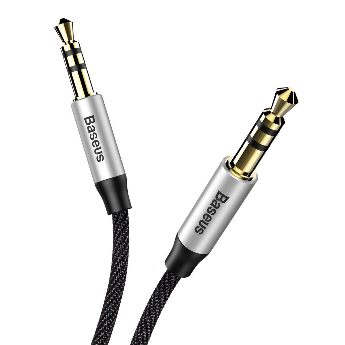 Baseus Yiven M30 Stereo-Audiokabel AUX 3,5 mm Mini-Klinkenstecker 1,5 m silber-schwarz (CAM30-CS1)