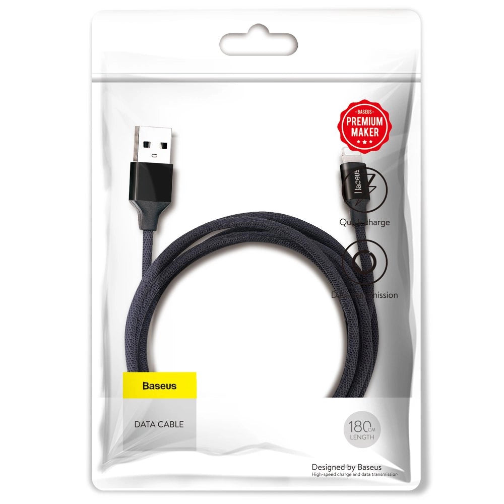 Baseus Yiven USB / Lightning Ladekabel Datenkabel Textilkabel Gewebekabel 1,8M schwarz (CALYW-A01)