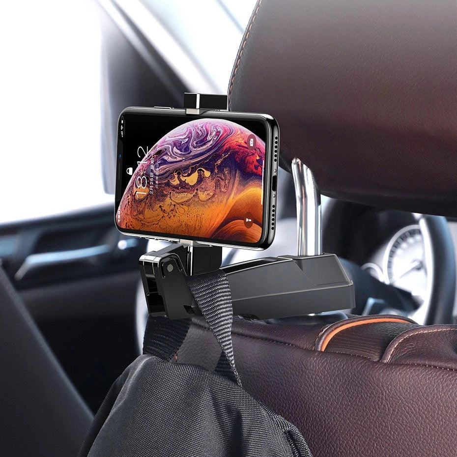Baseus backseat vehicle phone holder hook Auto Rücksitz Kopfstütze Tablet Smartphone Halterung 4.0''-6.5'' schwarz (SUHZ-A01)