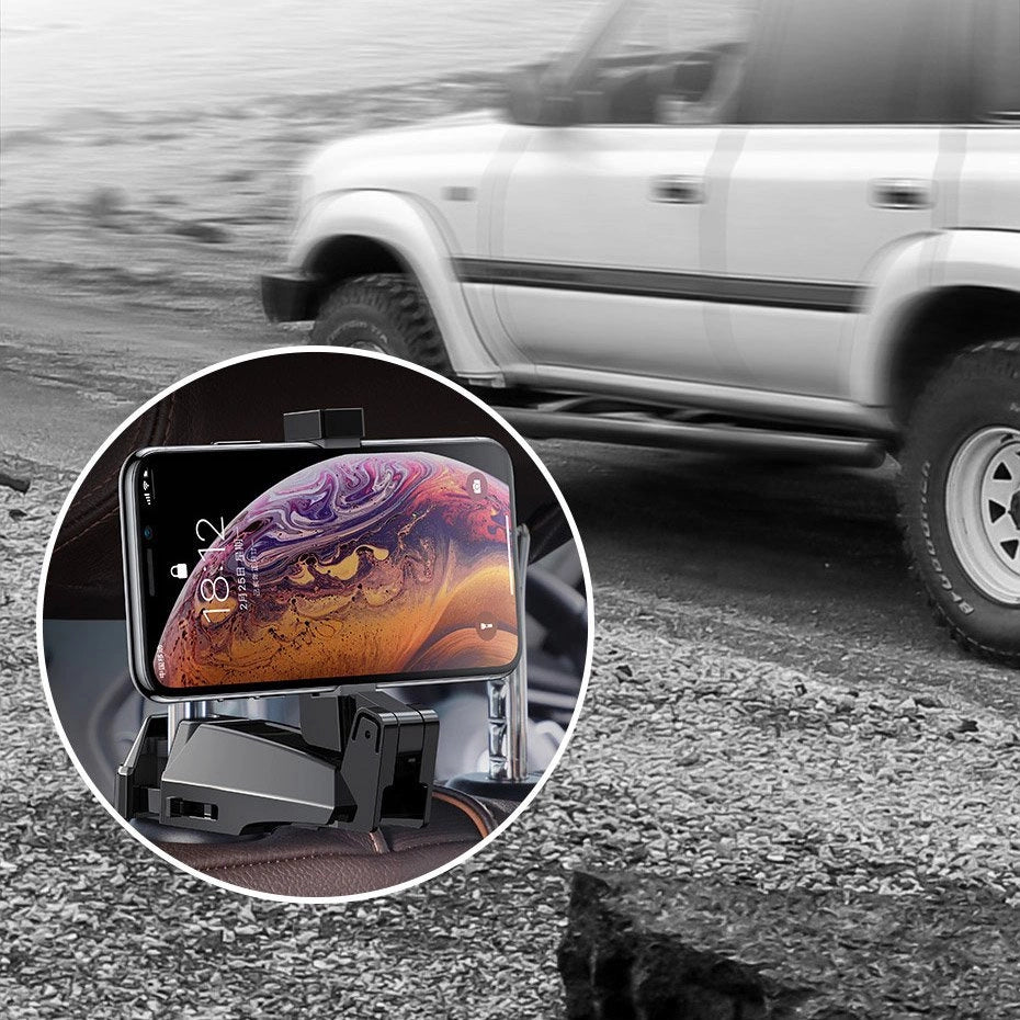 Baseus backseat vehicle phone holder hook Auto Rücksitz Kopfstütze Tablet Smartphone Halterung 4.0''-6.5'' schwarz (SUHZ-A01)