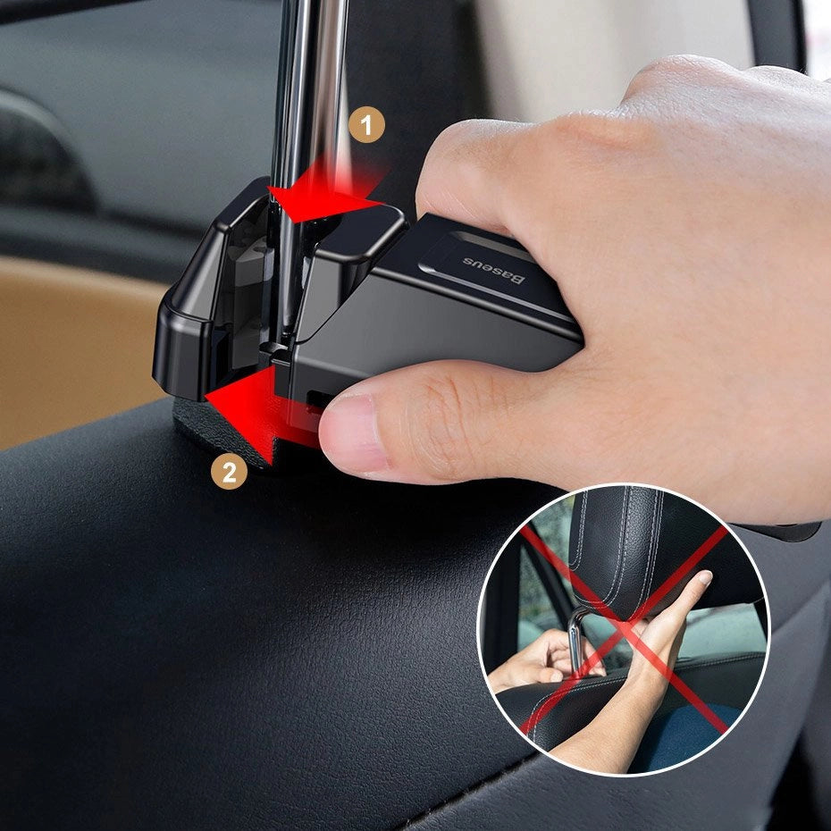 Baseus backseat vehicle phone holder hook Auto Rücksitz Kopfstütze Tablet Smartphone Halterung 4.0''-6.5'' schwarz (SUHZ-A01)