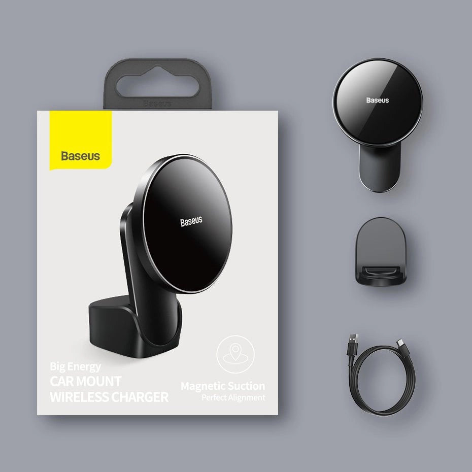 Baseus magnetischer Autotelefonhalter kabelloses Qi-Ladegerät 15 W (MagSafe kompatibel für iPhone) schwarz (WXJN-01)
