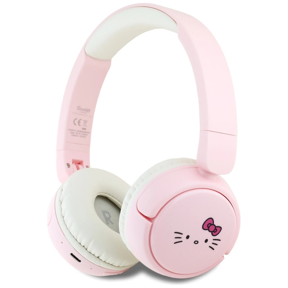 Bluetooth On-Ear-Kopfhörer mit Hello Kitty-Gesichtslogo, Rosa