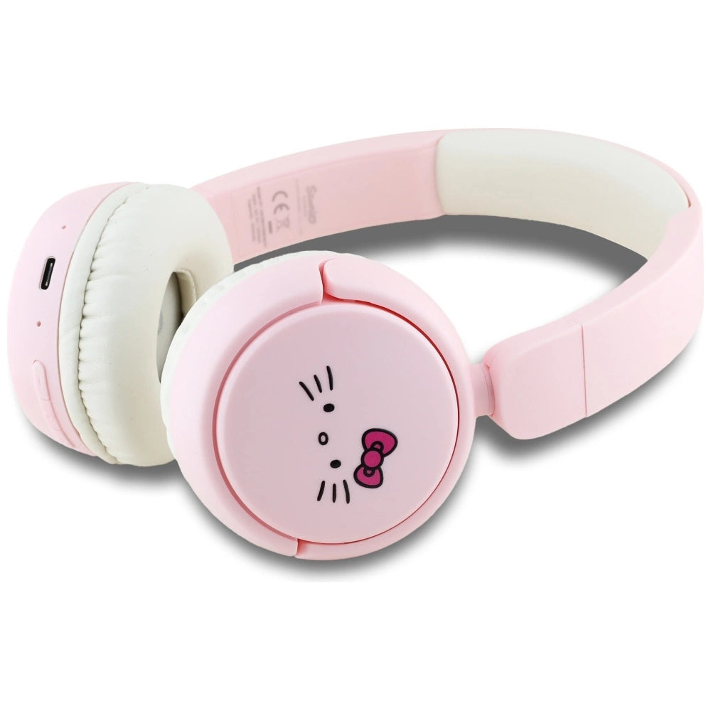 Bluetooth On-Ear-Kopfhörer mit Hello Kitty-Gesichtslogo, Rosa