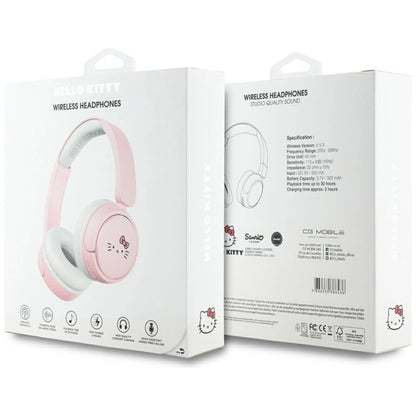 Bluetooth On-Ear-Kopfhörer mit Hello Kitty-Gesichtslogo, Rosa